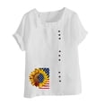 thumbnail image 5 of lcziwo Women Patriotic T Shirt Plus Size Linen Stars Stripes Short Sleeve Shirts Patriotic Graphic Memorial Summer Crew Neck T Shirt White L, 5 of 5