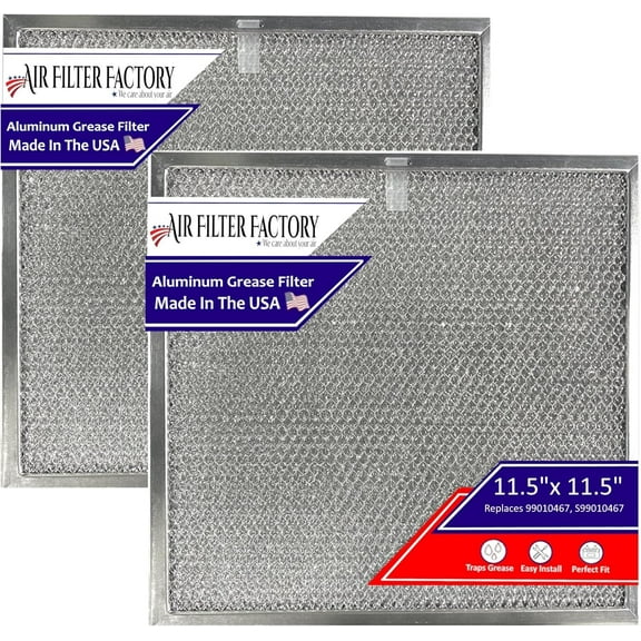 Air Filter Factory Replacement For 99010467, S99010467 Broan Nutone 11.5 x 11.5 x 0.38 Inches Aluminum Mesh Grease Range Hood Vent Filter 2-Pack