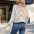 thumbnail image 5 of Women's Sweaters Lightweight Fashion Winter Casual Hollow Loose Round Neck Long Sleeve Pullover Sweater, 5 of 7