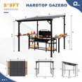 thumbnail image 3 of MEISSALIVVE 8' x 8' Wall Mounted Gazebo, Outdoor BBQ Grill Gazebo with Side Shelf, Lean to Metal Awnings with Sloped Roof, Heavy Duty Pergola for Backyard, Deck, Black, 3 of 11