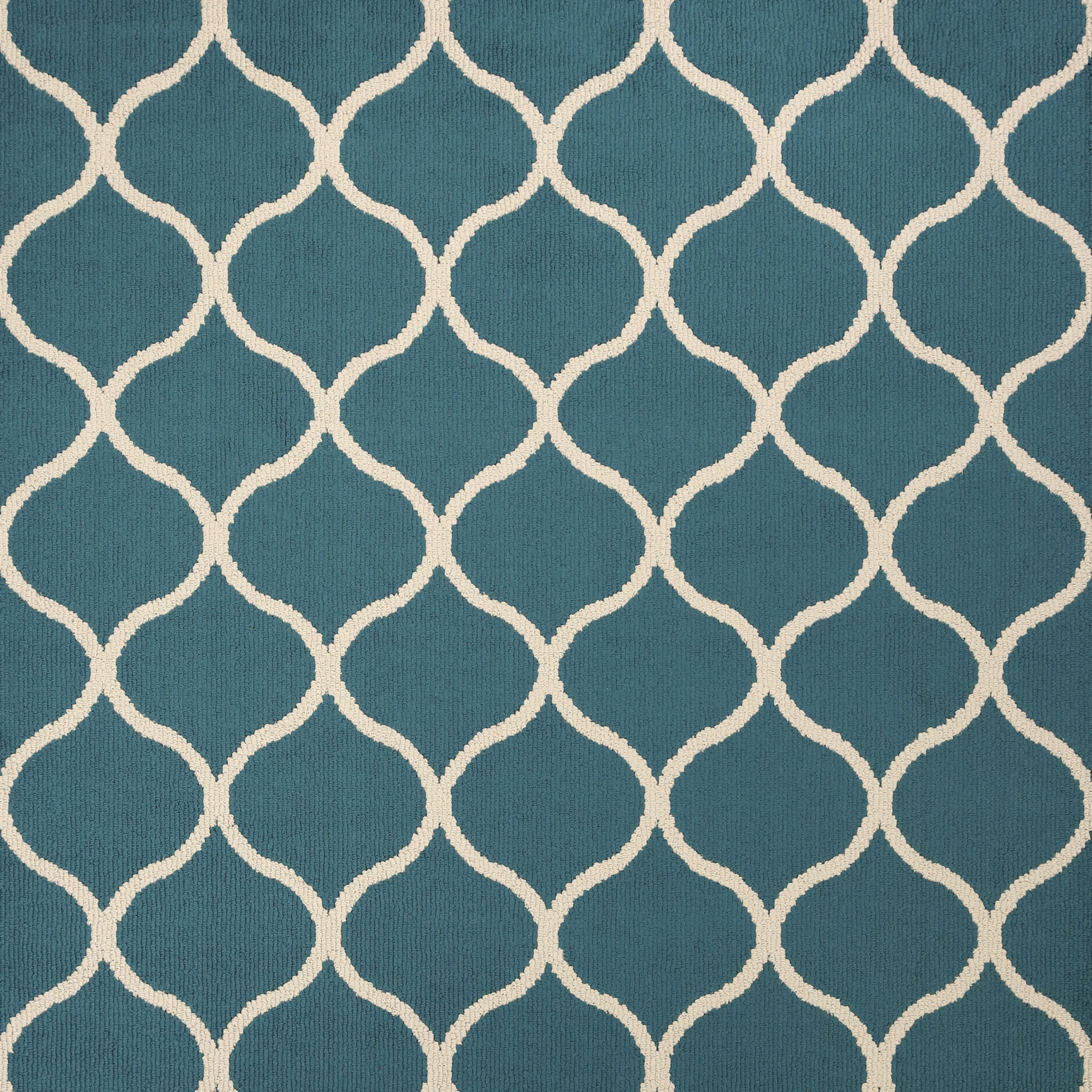 Maples Rugs Rebecca Moroccan Trellis Washable, Non-Slip, Low Profile Indoor Rug, 1'8 x 2'10, Teal