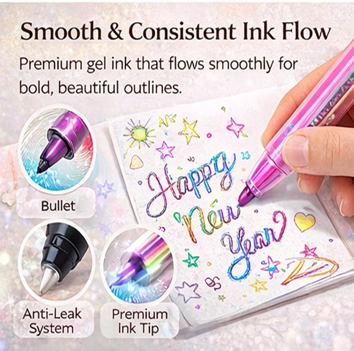 Dreamy Sparkle Dual-Line Contour Pen, Double Line Outline Markers, Glitter Outline Paint Markers, Sparkle Dual-Line Contour Pen for DIY Crafts, Greeting Cards, Doodling(36Colors)