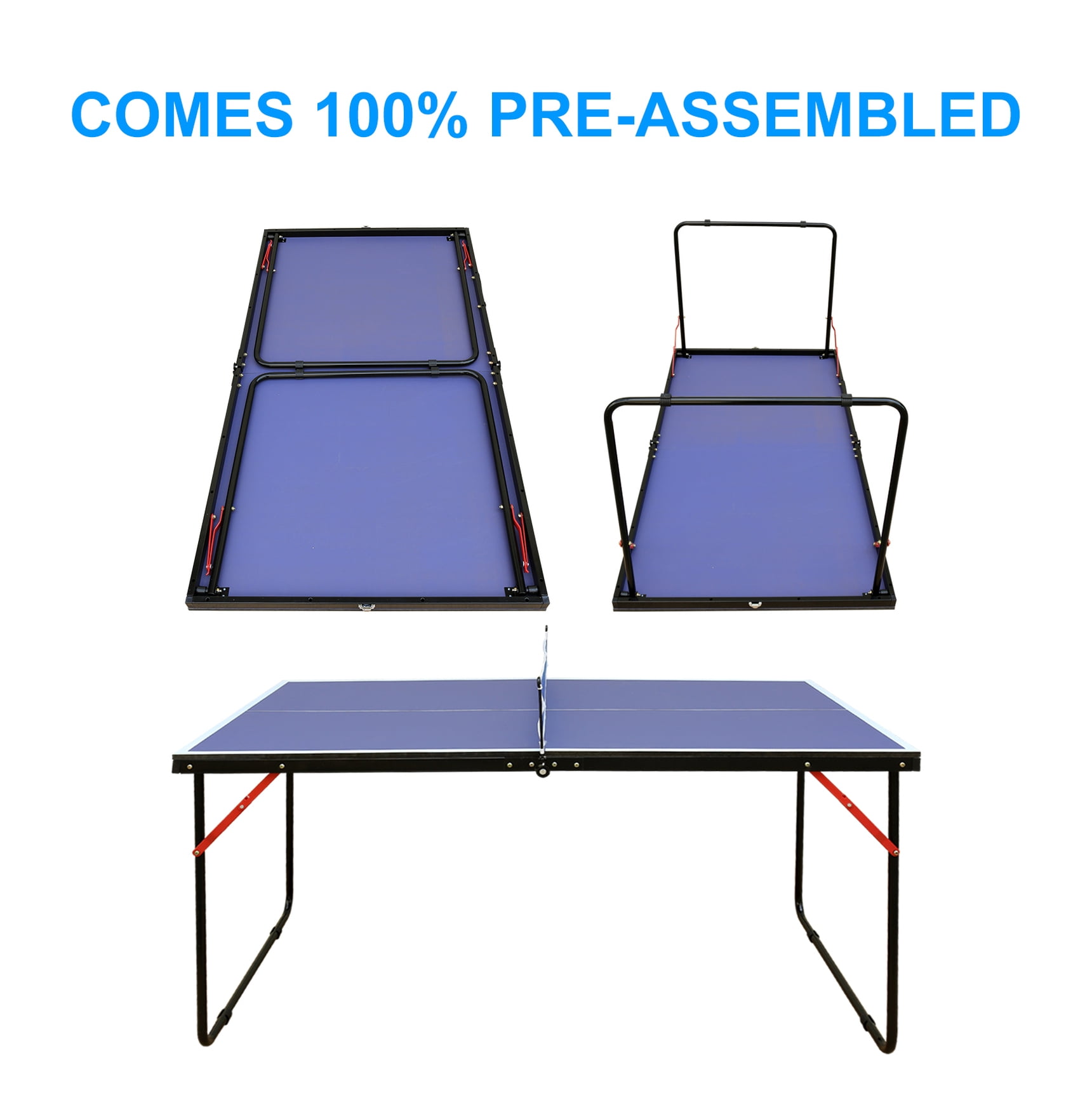 4.5ft Table Tennis Table Foldable & Portable Ping Pong Table Set with Net and 2 Ping Pong Paddles for Indoor Outdoor Game