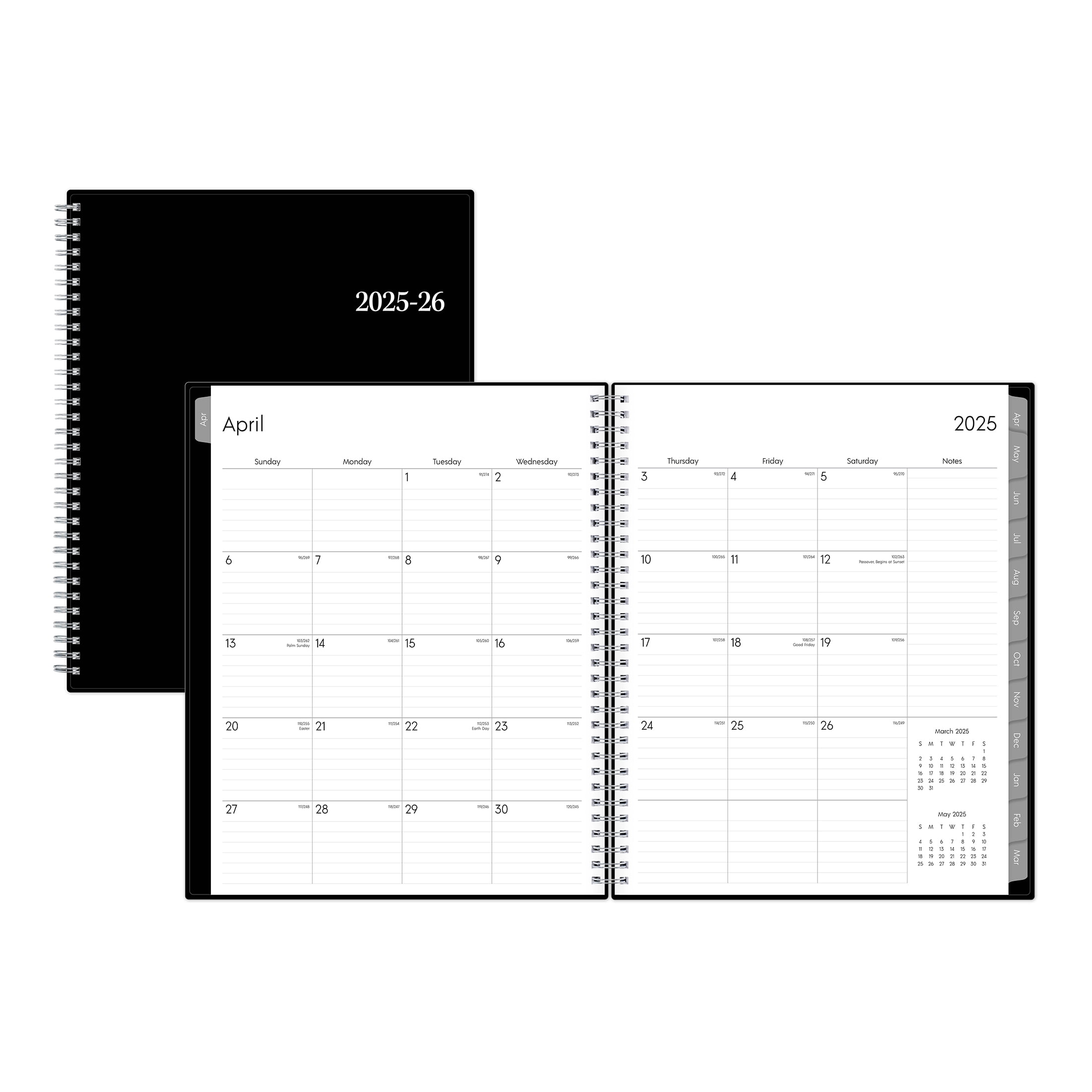 Blue Sky Monthly Weekly Large Planner, 8.5" x 11" Black 15-Month (April 2025 - June 2026)