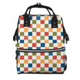 thumbnail image 1 of Disketp Floral Checkerboard Mochila de Pañales de Gran Capacidad con Múltiples Bolsillos, Mochila de Viaje Multifuncional para Bebé, Unisex, Moderna y Resistente, 1 of 6