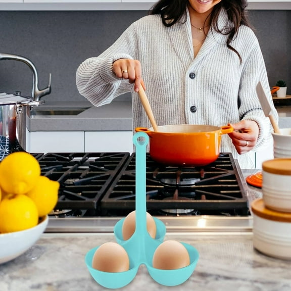 Boiled Egg Holder Heatproof Egg Tray Silicone Egg Steamer 3 Grid Reusable for Cooking Breakfast