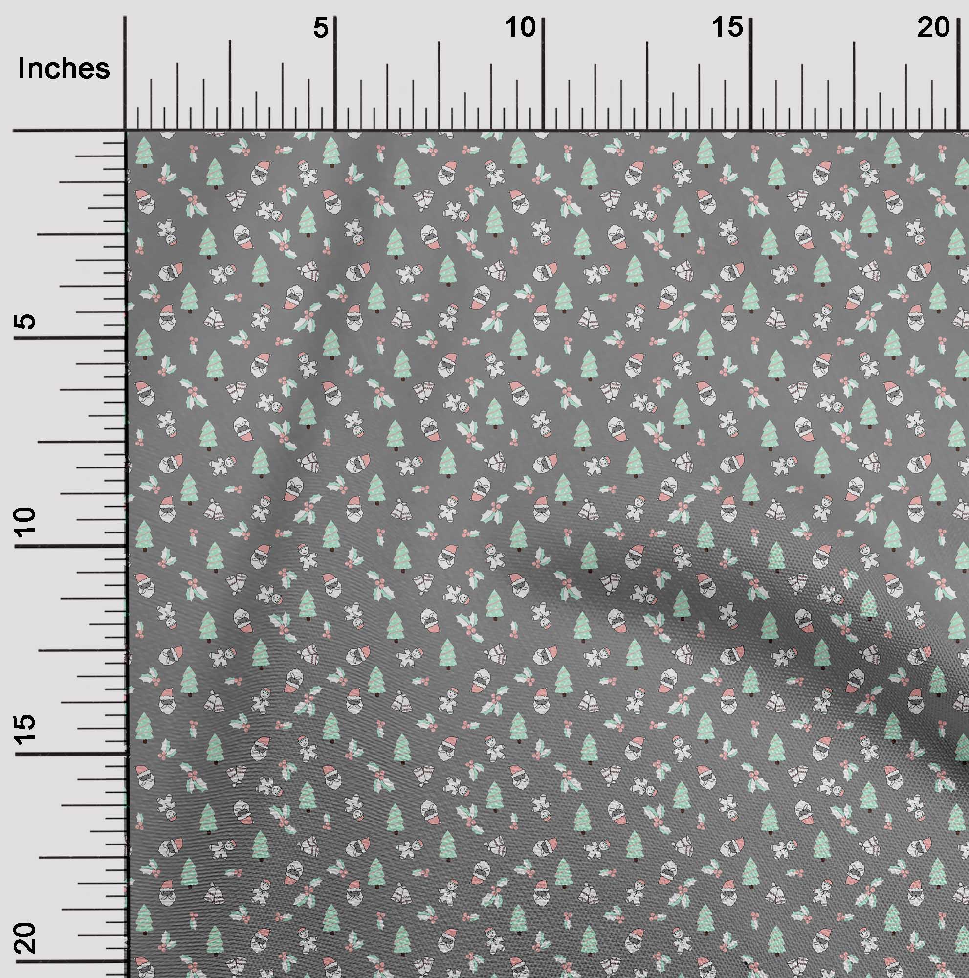 oneOone Polyester Spandex Gray Fabric Christmas Sewing Material Print Fabric By The Yard 56 Inch Wide
