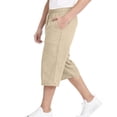 thumbnail image 4 of ZHANGDER Boys 3/4 Linen Capri Pants Drawstring Elastic Waist Straight Leg Beach Shorts Pockets, Khaki 8-9 Years, 4 of 6