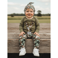 thumbnail image 6 of Caoirhny Baby Boys 3PCS Outfit Sets Long Sleeve Crew Neck Elk Embroidery Romper Camouflage Pants Hat, 6 of 9