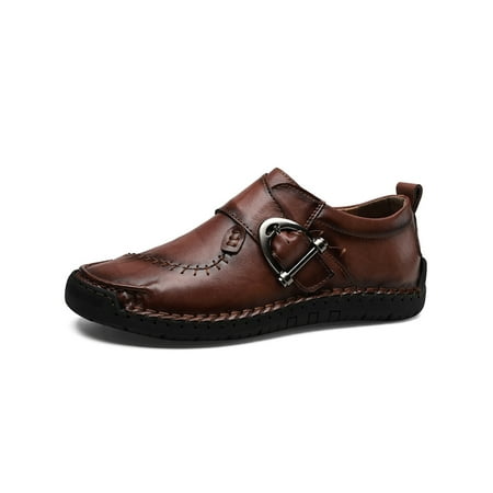 

Ferndule Mens Round Toe Oxford Shoe Formal Breathable Lace Up Leather Shoes Lightweight Low Top Dark Brown 8