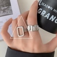 thumbnail image 3 of Anillo cuadrado vacío, temperamento de moda retro para mujer, anillo de apertura irregular, anillo de dedo índice de hip-hop, anillo geométrico, 3 of 5