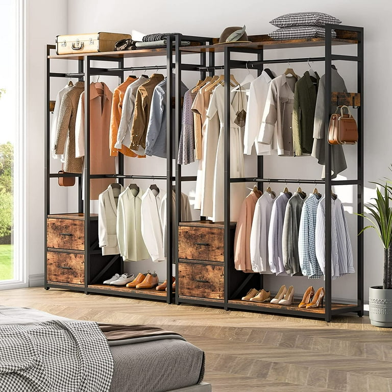 Tribesigns FreeStanding Closet Organizer, Industrial 3 Rod Garment