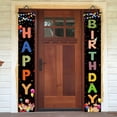 thumbnail image 5 of Happy Birthday Banner Welcome Hanging Sign Gift Triangle Bunting Candy Cake Door Decor Porch Black For Indoor Outdoor Holiday Home Party Porch Wall Halloween Xmas 11.8 x 70.8inch for DIY, 5 of 9
