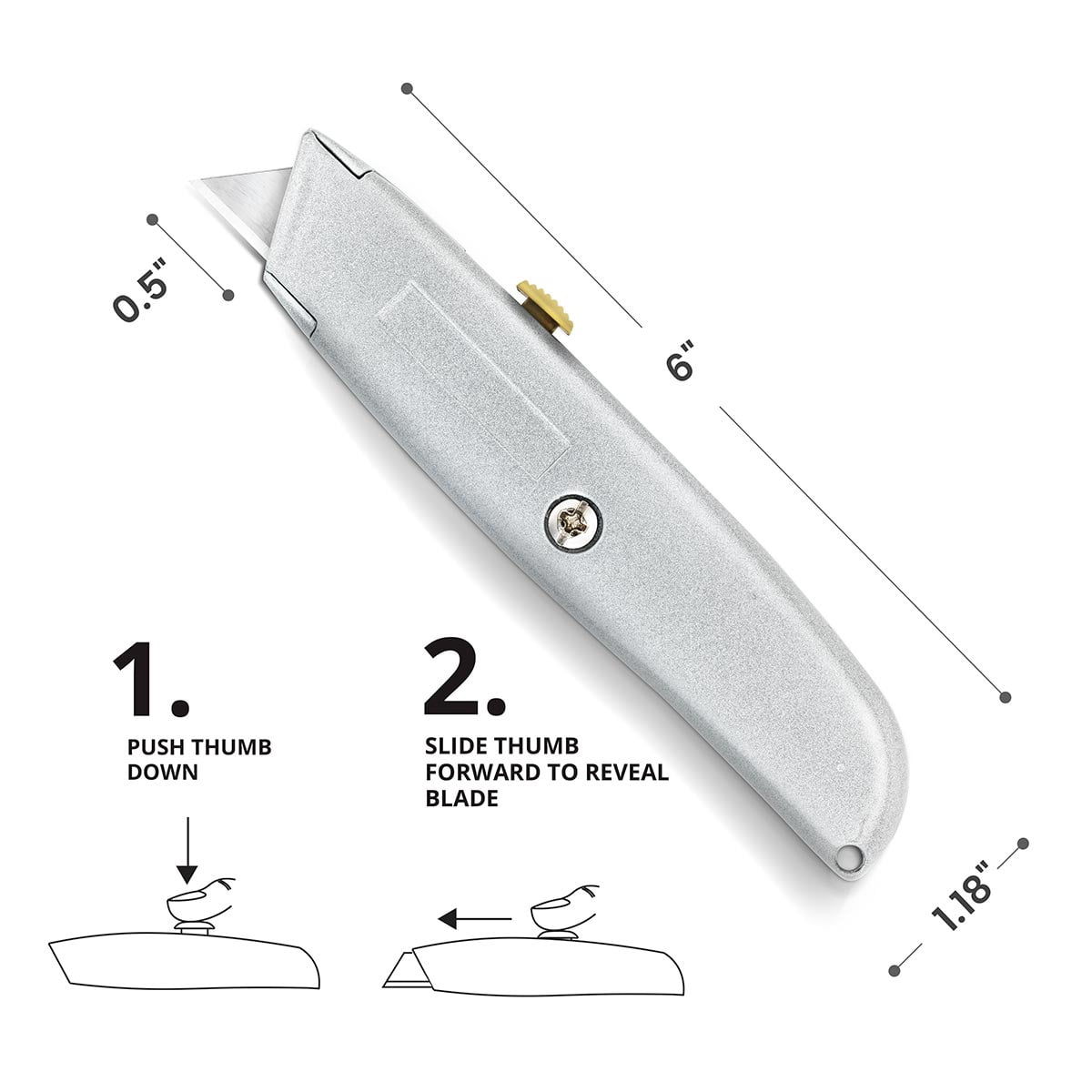 Retractable Metal Utility Knife W/ 1 Blade