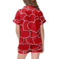 thumbnail image 5 of Valentine Pajamas Girls 10-12 Button Down Pjs Set Short Sleeve Pjs Silk Tops and Shorts Heart Print Loose Home Outfit Set 2 Piece Pjs for Girls Kids 8-9 Years, 5 of 5
