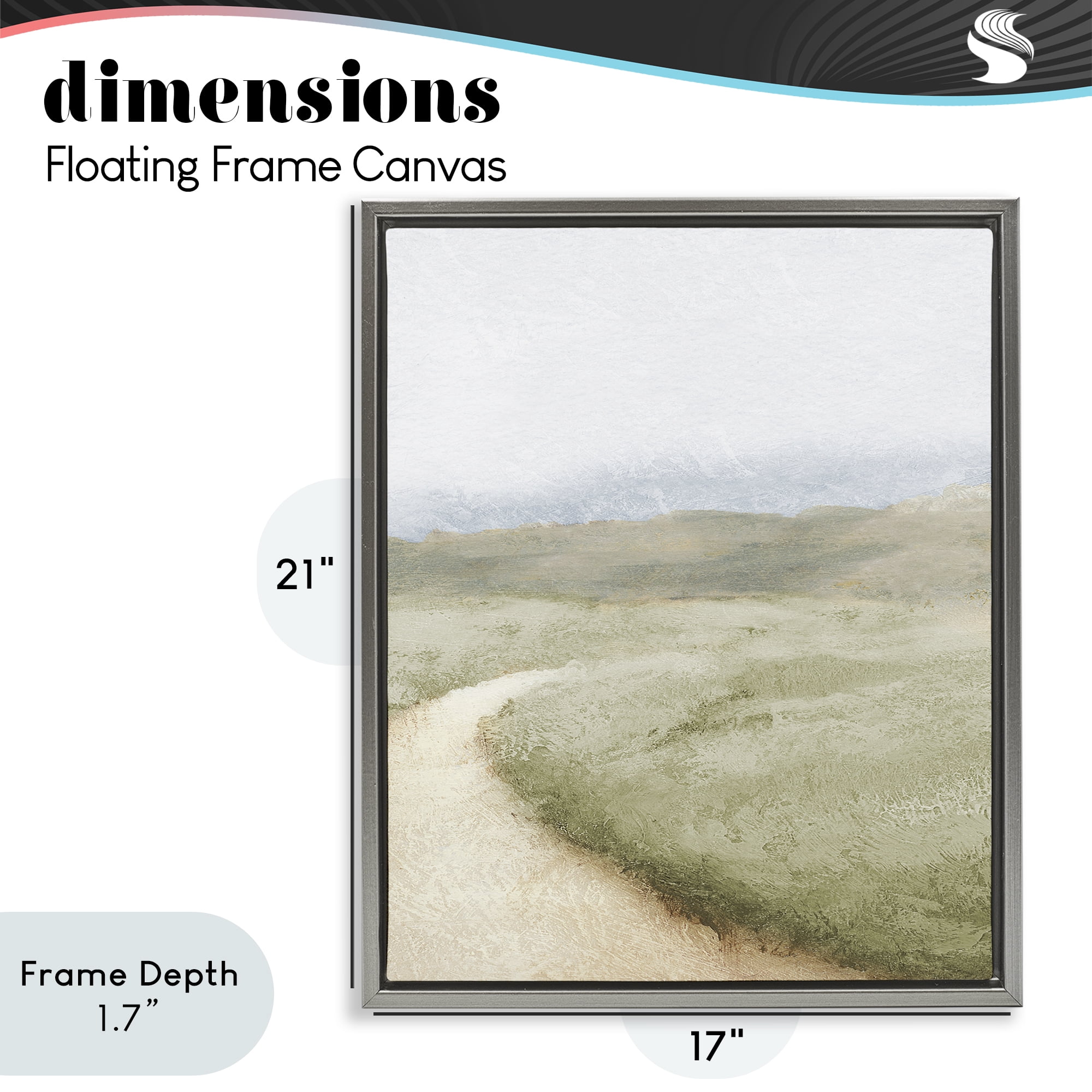 Stupell Industries Green Pasture Quiet Landscape Gray Framed Floater Canvas Wall Art, design by Michael Marcon