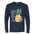 thumbnail image 2 of Wild Bobby, Pineapple Stand Tall Wear Crown And Stay Sweet Inside Arty Inspirational Pop Culture Mens Long Sleeve Shirt, Vintage Heather Navy, Large, 2 of 3
