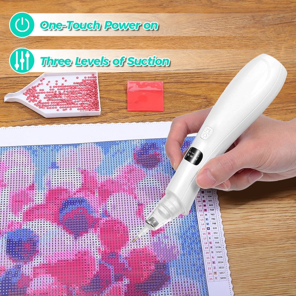 Yvagay Electric Diamond Painting Pen ,Cordless Vacuum Pen No Wax Needed, 3 Suction Modes, Rechargeable with 4 Tips & Desktop Magnets, DIY Craft Gift