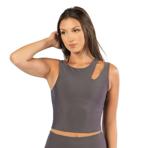 Kadi Women's Midi Cut Out Shoulder Bra, Shadow, X-Large