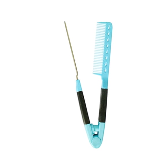 Drezz Flat Straightening Comb Hair Styling Tool Hair Straightener Brush Heat Resistant PP Material Suitable for Hairdressing Travel Salon Home Use Blue