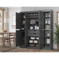 thumbnail image 3 of 100% Solid Wood Kitchen Pantry Storage Cabinet with Solid Doors, Adjustable Shelves and 2-Drawers, Gray, 3 of 6