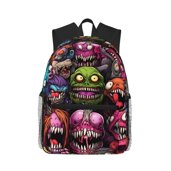 Defioc Monstrous Cartoon Characters Pattern Laptop Backpack for Men and Women,Casual Backpack Dayback Sports Bookbag for Travel Running Hiking