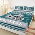 thumbnail image 3 of jejeloiu Green Football City Twin Sheet Sets,Rugby Ball Games Bedding For Boys Teens 3-Piece, 3 of 7