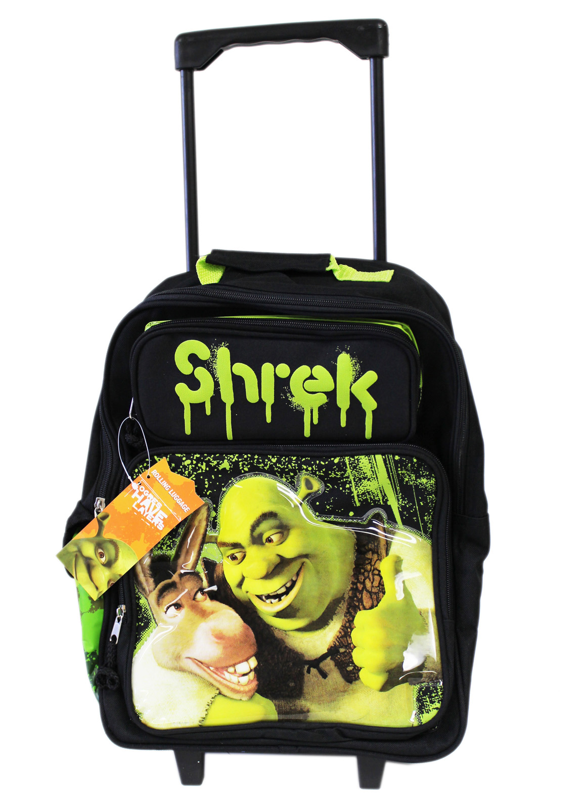 DreamWorks Shrek and Donkey Black and Green Rolling Backpack (16in