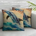 thumbnail image 3 of Shiartex Dolphin Print Throw Pillow Covers Decorative Pillow Cover Square Cushion Cases Soft Cushion Cover Throw Sofa Pillow Case for Home Decor Living Room Bed Couch Car White, 3 of 5