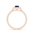 thumbnail image 2 of ANGARA Lab Grown Oval Sapphire Halo Ring with Lab Diamond Accents for Women in 14K Rose Gold (Size-7x5mm) | September Birthstone, Anniversary, Jewelry Gift for Women | Lab-Grown Blue Sapphire Ring, 2 of 8