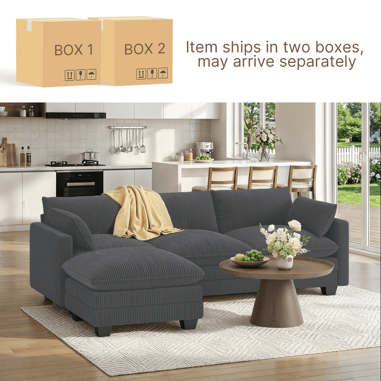 Noelse 110" L-Shaped Cloud Couch, Gray Sectional photo 8