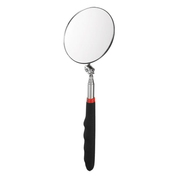 Telescoping Inspection Mirror 3.3" Round 10.2" to 29.5" 360 Degree Stainless Steel Inspection Swivel Head Extendable Mirrors with Pocket Clip for Technicians Mechanics, Black