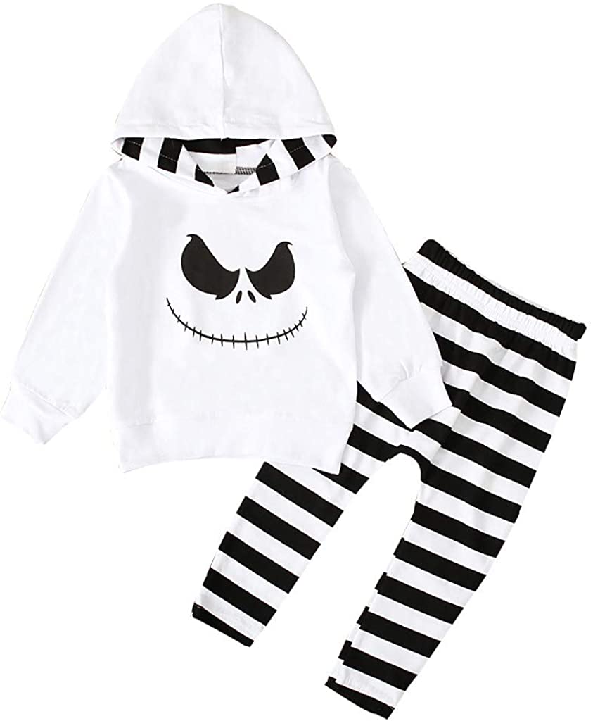 Baby Boys Girls Pumpkin Halloween Outfits Hoodie Shirt Tops Pants Clothes Set