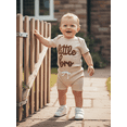 thumbnail image 4 of Argulvti 2Pcs Infant Boy Summer Outfit Crew Neck Short Sleeve Letters Embroidery Romper and Elastic Waist Shorts Set, 4 of 6