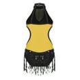 thumbnail image 2 of YONGHS Kids Girls Sequin Fringe Leotard Jazz Latin Dance Tassel Dress Samba Salsa Performance Costume Yellow 16, 2 of 7