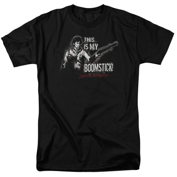 Trevco Sportswear MGM101-AT-4 Army of Darkness Boomstick Adult Regular Fit Short Sleeve T-Shirt, Black - Extra Large