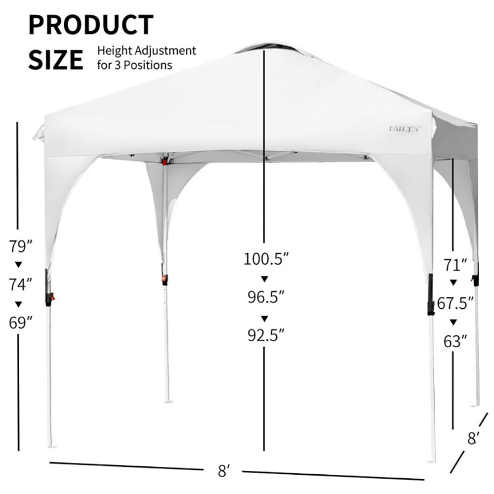 Aimee Lii 8 x 8 Feet Outdoor Pop Up Tent Canopy Camping Sun Shelter with Roller Bag, Backyard Canopy Gazebo, White Aimee Lii 8 x 8 Feet Outdoor Pop Up Tent Canopy Camping Sun Shelter with Roller Bag, Backyard Canopy Gazebo, White