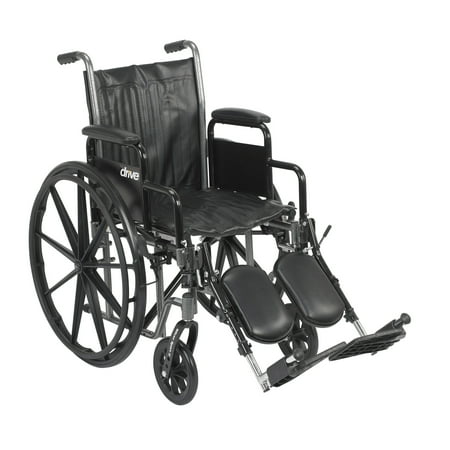 Drive Medical Silver Sport 2 Wheelchair, Detachable Desk Arms, Elevating Leg Rests, 16" Seat