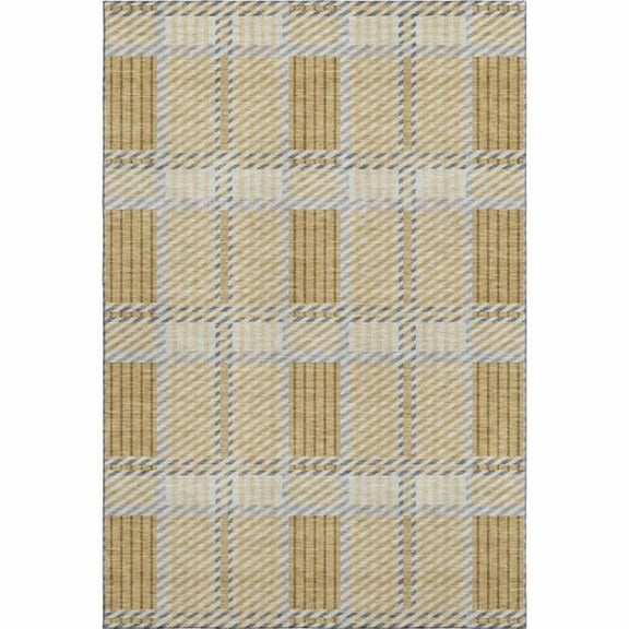 Addison Rugs Mayfield Premium Machine Washable Transitional Plaid Gold Rectangle Rug, 9' x 12'