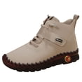 thumbnail image 2 of Dakaela Women's Leather Ankle Boots with Arch Support Comfortable Hand-Stitched Soft Sole Slip On Chukka Booties High Top Sneakers with Hook and Loop Size 6-9, 2 of 8