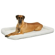 Angle View: 54L-Inch White Fleece Dog Bed or Cat Bed w/ Comfortable Bolster | Ideal for Giant Dog Breeds (Great Dane / Mastiff) & Fits a 54-Inch Dog Crate | Easy Maintenance Machine Wash & Dry | 1-Year Warranty