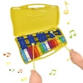 thumbnail image 4 of Instrumento musical de percusión Orff con 25 tonos, xilófono de láminas metálicas coloridas, herramienta educativa musical, incluye estuche de plástico y baquetas, versión en hierro., 4 of 7
