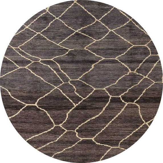 Ahgly Company Machine Washable Indoor Round Abstract Rose Dust Purple Area Rugs, 8' Round