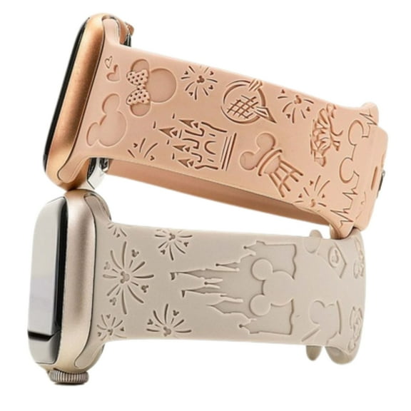 2-Pack Engraved Cartoon Silicone Bands for Apple Watch 38mm 40mm 41mm – Soft & Durable