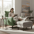 thumbnail image 2 of JIOABL Modern Accent Chair, Plush Lounge Armchair with Sturdy Wood Legs for Living Room & Bedroom, Green, 2 of 6