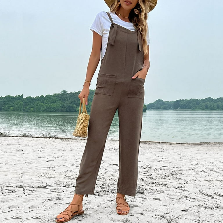 【たそ】organiczoo Beach Rompersとhat2点セット Xihbxyly Jumpsuits for Women, Women's Cotton Linen Loose