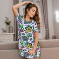 thumbnail image 3 of Naloa Space Monster Print Women Nightgowns,Womens Loungewear,Short Sleeve Sleepwear,Comfy Ladies Nightdress, 3 of 6
