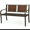 thumbnail image 1 of Patiojoy Patio Garden Bench Rattan Backrest Park Bench Heavy-Duty Metal Chair Seat, 1 of 6