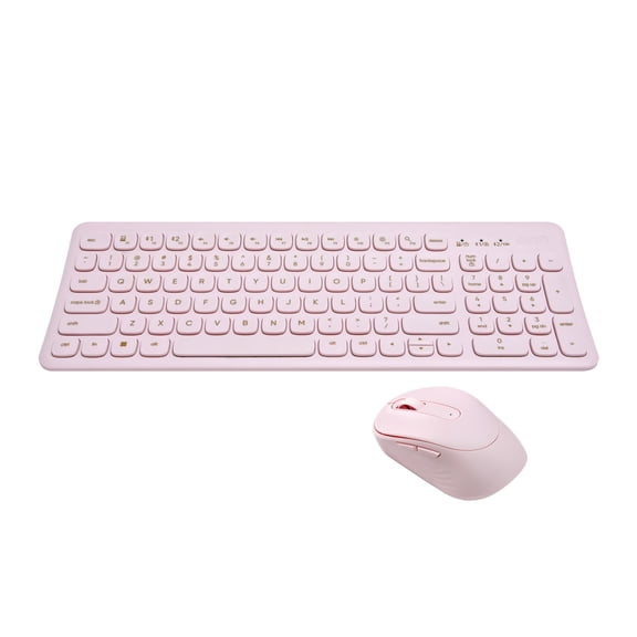 onn Curve Wireless Full-Size Keyboard and Mouse Combo, Pink