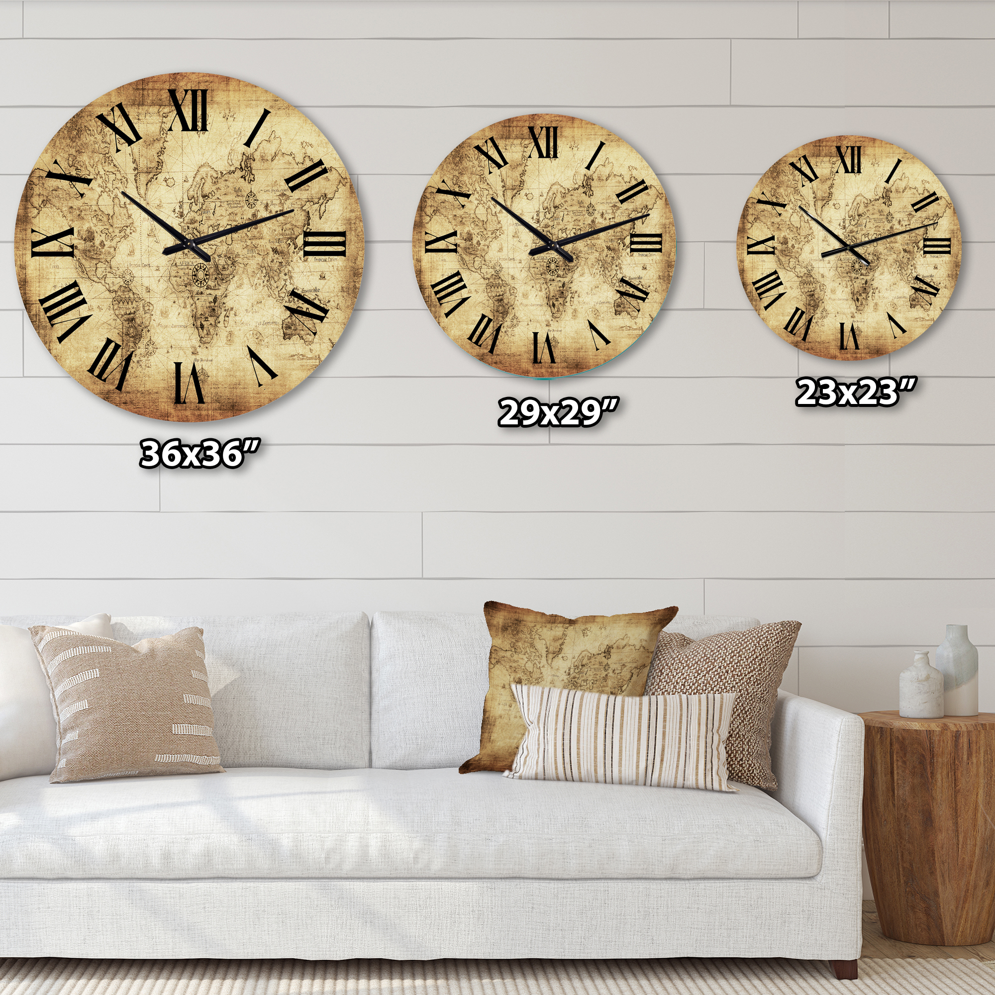 Designart 'Ancient Map Of The World Iv' Vintage Wall Clock